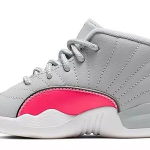 Jordan 12 Retro "Wolf Grey/Racer Pink" Toddler Kids' Shoe!